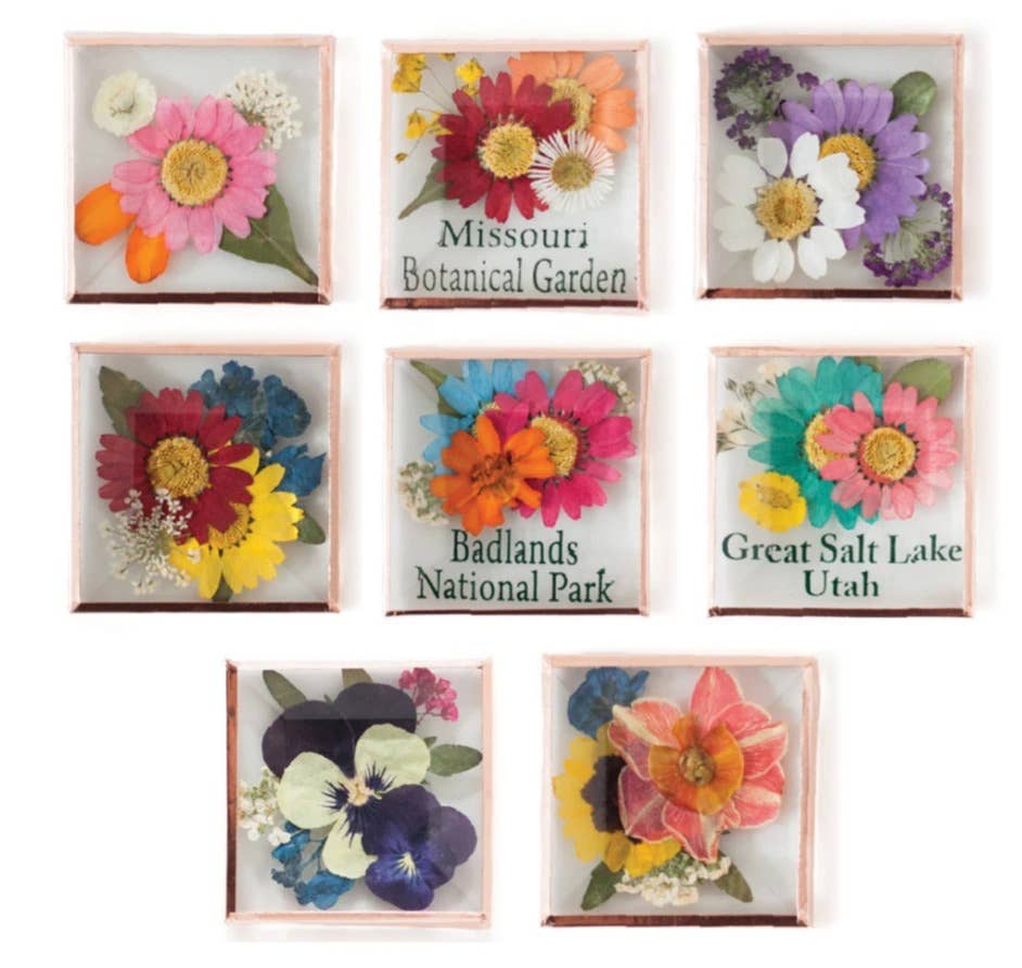 Beveled Glass Magnets - Real Pressed Flowers - Custom Magnet