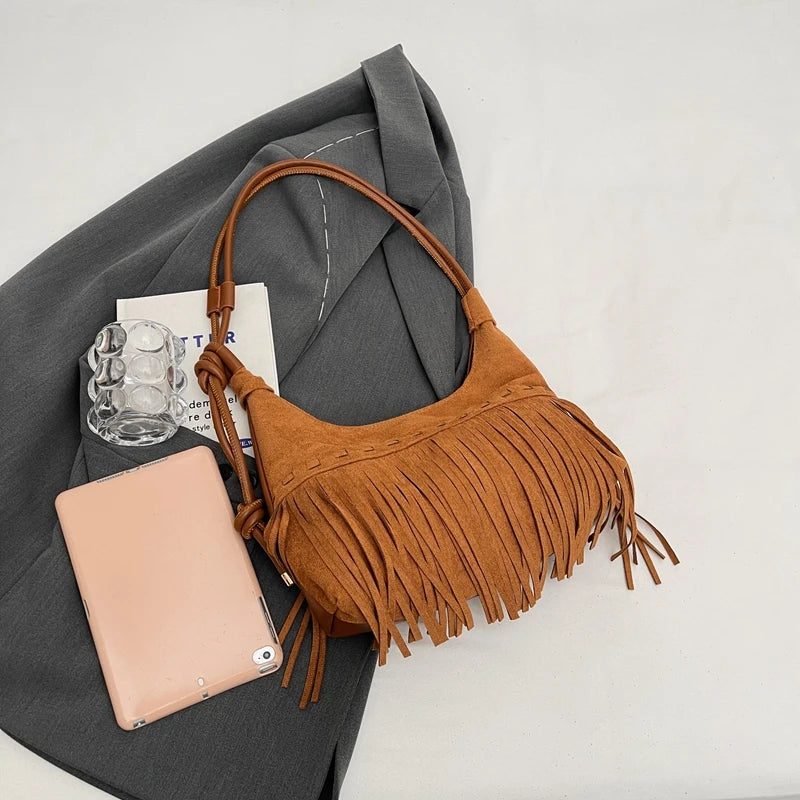 2025 Vintage PU Leather Boho Tassel Bags Women Handbags