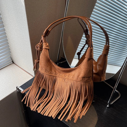 2025 Vintage PU Leather Boho Tassel Bags Women Handbags